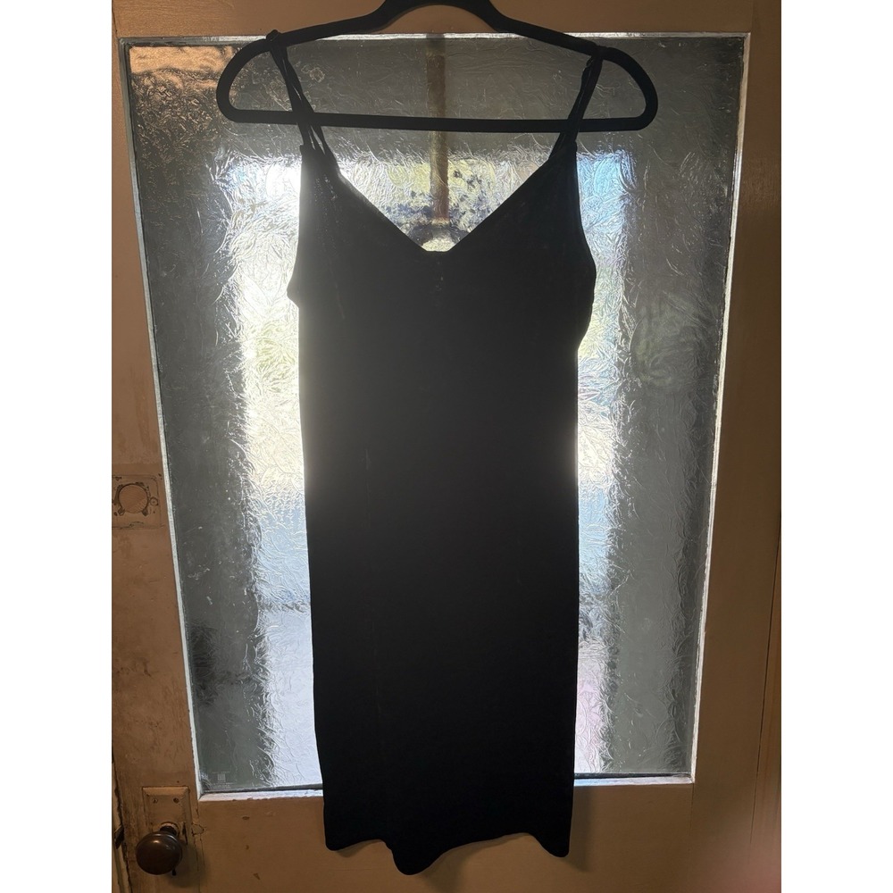 Kendall & Kylie Slip Dress Sz Medium Black Stretch Crushed Velvet